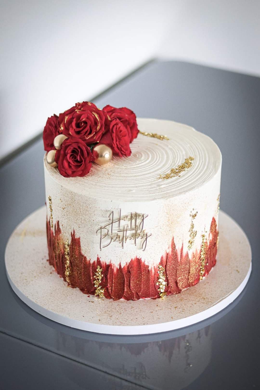 Champagne Velvet Birthday Cake